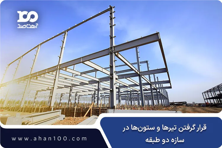 قرار گرفتن تیرها و ستون‌ها در سازه دو طبقه