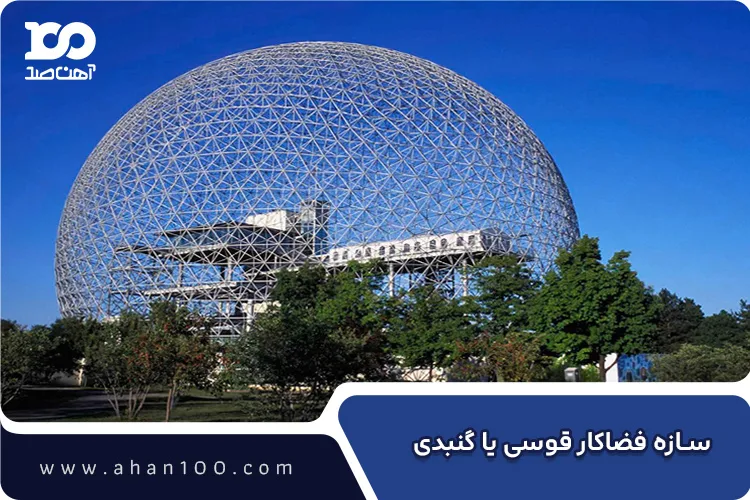 سازه فضاکار گنبدی یا ژئودزیک با ساختار شبکه‌ای فولادی