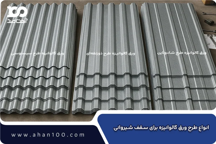 انواع طرح ورق گالوانیزه مورد استفاده در اجرای سقف شیروانی