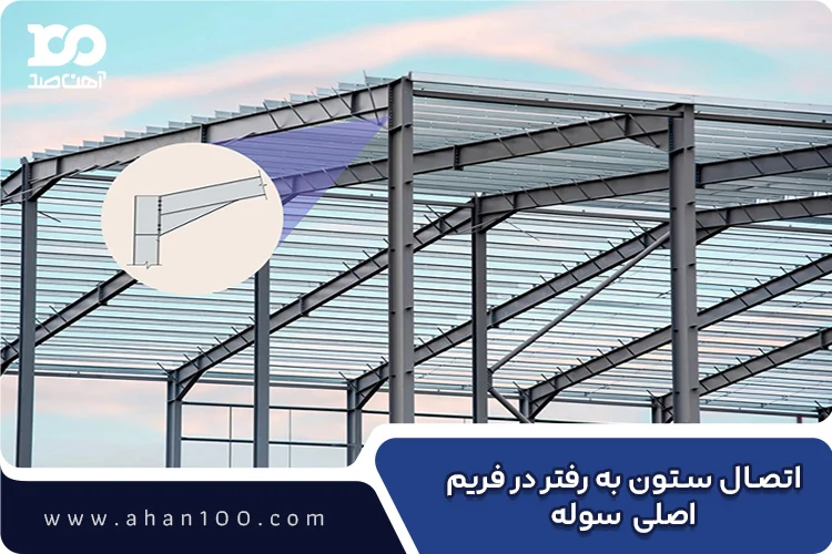 اتصال ستون به رفتر در فریم اصلی سوله